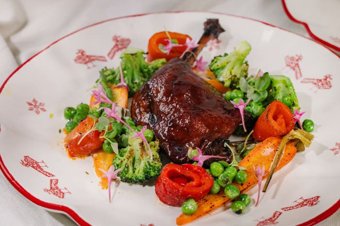 Duck with Roasted Vegetables, Goji Berries, and Port Wine Sauce — Brie Restaurant & Cheesery, Ubud