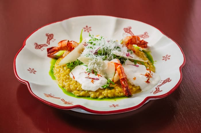 Saffron Risotto with Stracciatella and Shrimp — Brie Restaurant & Cheesery, Ubud